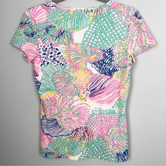 LILLY PULITZER | Michele V-Neck Top Roar of the Seas Colorful Tee Women’s Size S - Picture 8 of 9